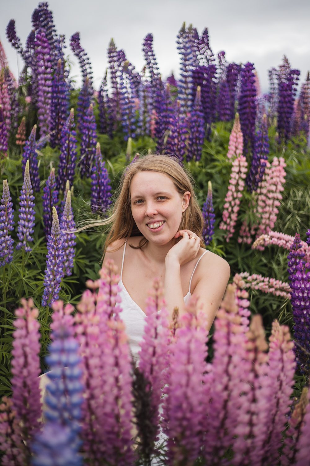 Abigail Hannah among lupins